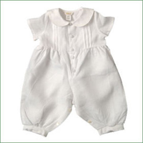 Christening Romper Pintuck Irish Linen