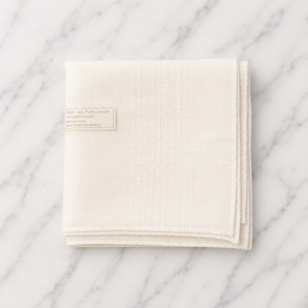 Irish Linen Luxury Rolled Hem Gentleman's Hankie - 40 x 40cm