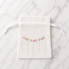 Irish Made Linen Sachet Bag With Rose Flower