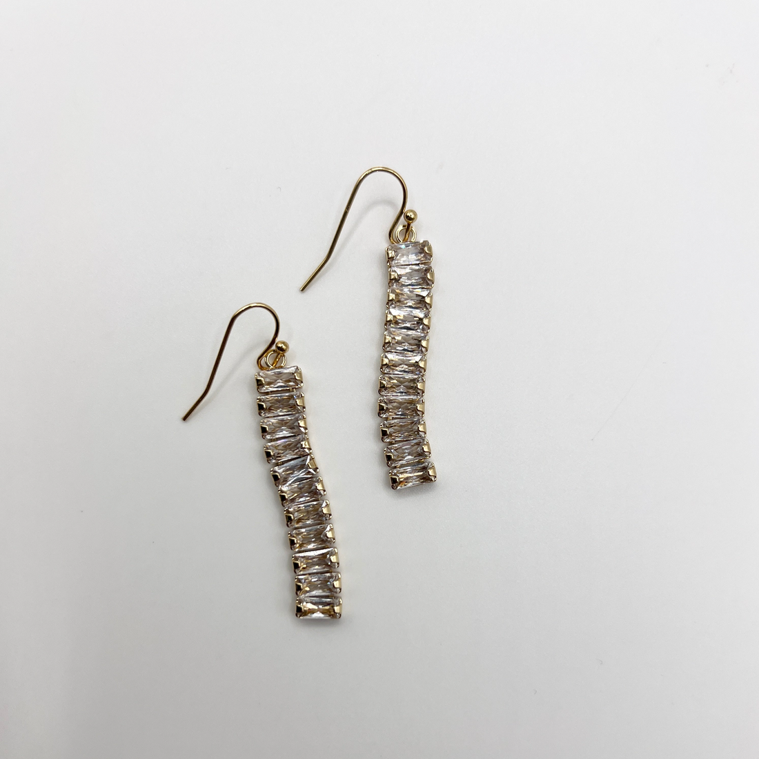 Cubic Zirconia Drop Earrings In Gold-Tone