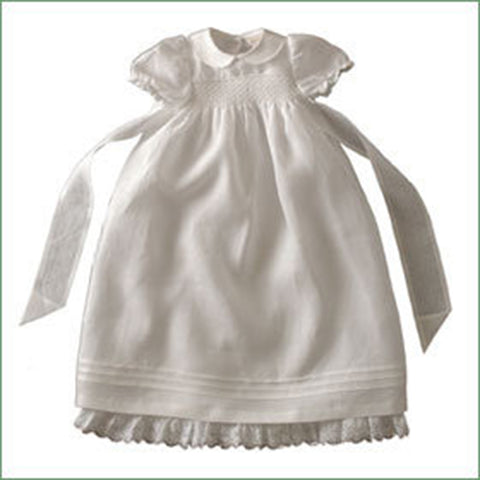 Christening Gown Smocked Irish Linen