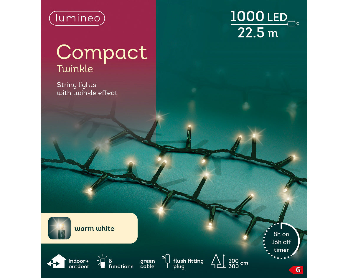 Compact Twinkle Lights - 1000 LED - Warm White