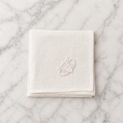 Irish Linen Hankie With White Embroidered Claddagh - 21 x 21cm