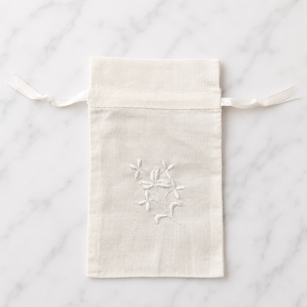Irish Made Linen Union Sachet Bag With Embroidery